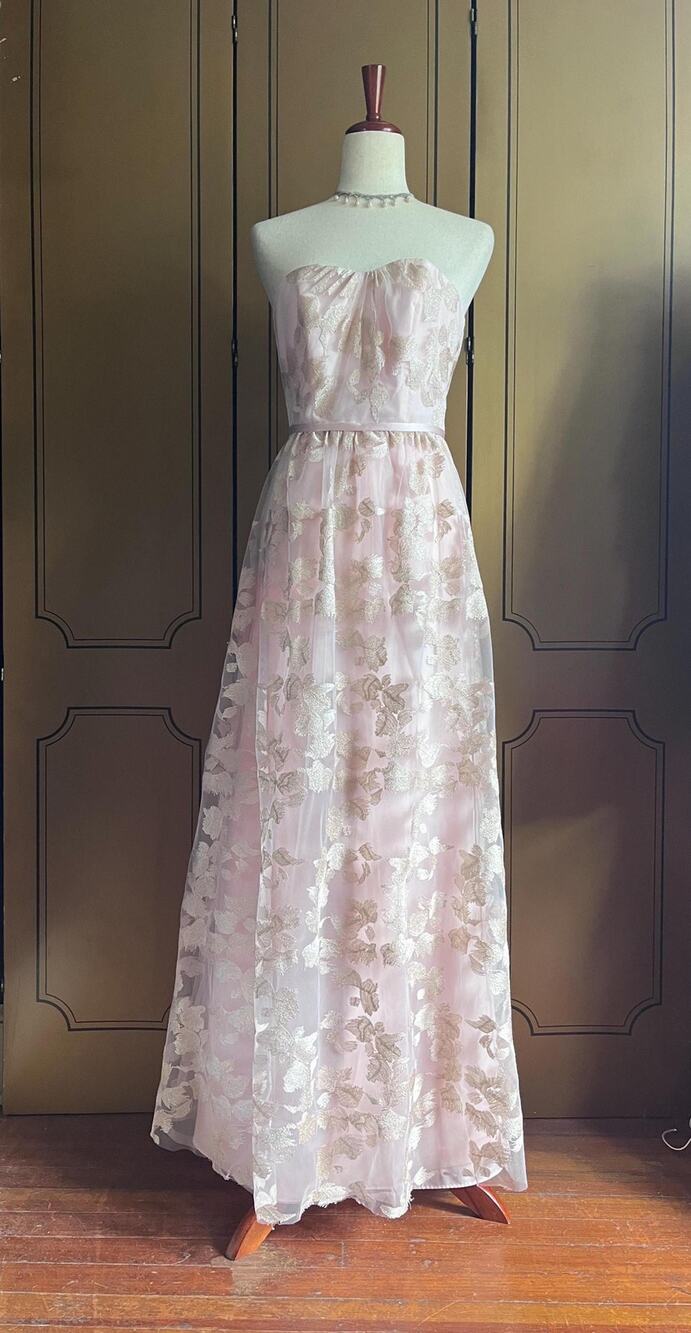 Vintage ballgown in pink and gold by Oleg Cassini, size 0